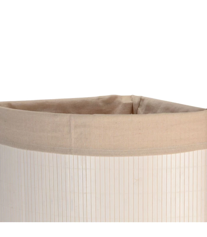 Panier à Linge D'angle Blanc En Bambou Et Intérieur Amovible En Coton 5 Panier à Linge D'angle Blanc En Bambou Et Intérieur Amovible En Coton – Image 3