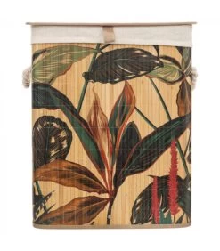 Panier à Linge En Bambou Feuillage Exotique - 60L