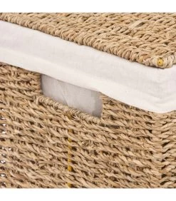 Panier à Linge En Osier Tressé Et Intérieur Amovible En Tissu - 40L -Produits Menagers Boutique panier a linge en osier tresse et interieur amovible en tissu 40l 2