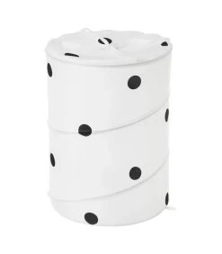 Panier à Linge En Polyester Pois Noirs