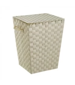 Panier à Linge En Polypropylène Beige Avec Couvercle - 38x38x50cm