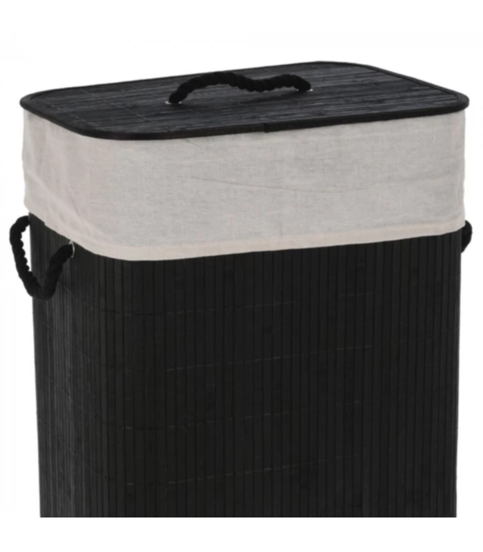 Panier à Linge Noir En Bambou Et Intérieur Amovible En Coton 4 Panier à Linge Noir En Bambou Et Intérieur Amovible En Coton – Image 2