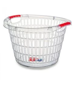 Panier à Linge Rond à Porter Buanderie Plastique Transparent