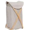Panier à Linge Tissu Gris Et Structure En Bambou -Produits Menagers Boutique panier a linge tissu gris et structure en bambou