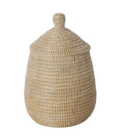 Panier à Linge Tressé En Jacinthe D'eau Rond