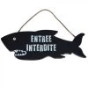 Panneau Suspendu Requin Entrée Interdite - 30x11cm -Produits Menagers Boutique panneau suspendu requin entree interdite 30x11cm