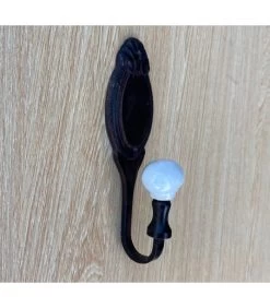 Patère Crochet Métal Marron Et Céramique Blanche - 13.3x4.2cm -Produits Menagers Boutique patere crochet metal marron et ceramique blanche 133x42cm 2