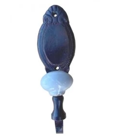 Patère Crochet Métal Marron Et Céramique Blanche - 13.3x4.2cm