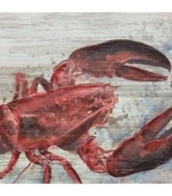 Peinture Sur Panneau Bois Homard - 40x30cm -Produits Menagers Boutique peinture sur panneau bois homard 40x30cm 1
