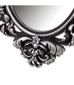 Petit Miroir Mural Ovale Avec Moulures En Polypropylène Argenté -Produits Menagers Boutique petit miroir mural ovale avec moulures en polypropylene argente 3