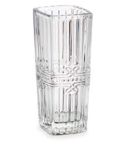 Petit Vase Carré En Verre Transparent - 6.4x6.4x15cm