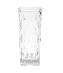 Petit Vase Carré En Verre Transparent Diamants - 6.4x6.4x15cm