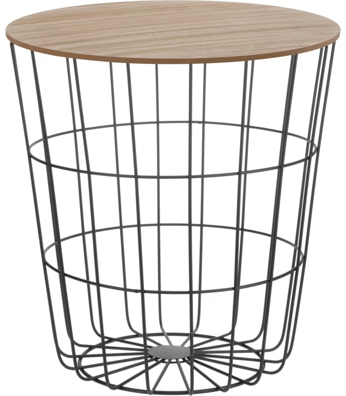 Petite Table D'Appoint Métal Noir Et Plateau Bois - Hauteur 41cm 3 Petite Table D'Appoint Métal Noir Et Plateau Bois - Hauteur 41cm