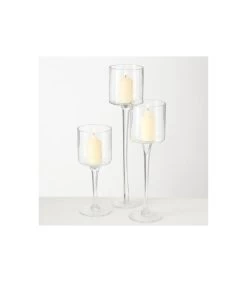 Photophore Sur Pieds En Verre Transparent Set De 3 11 Photophore Sur Pieds En Verre Transparent Set De 3 -Produits Menagers Boutique photophore arosa set de 3 4