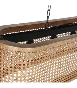 Plafonnier En Bois De Mangue Et Cannage En Rotin 80x24x28cm -Produits Menagers Boutique plafonnier en bois de mangue et cannage en rotin 80x24x28cm 2