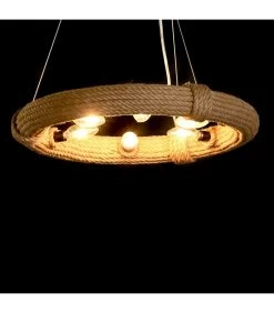 Plafonnier Rond En Corde 6 Ampoules 48x48x10cm -Produits Menagers Boutique plafonnier rond en corde 6 ampoules 48x48x10cm 2