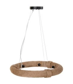 Plafonnier Rond En Corde 6 Ampoules 48x48x10cm
