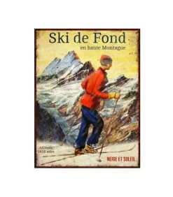 Plaque Décorative Murale En Métal Décoration Chalet - Ski De Fond