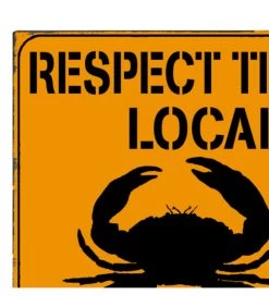 Plaque Décorative Murale Métal Crabe Respect The Locals - 25x25cm -Produits Menagers Boutique plaque decorative murale metal crabe respect the locals 25x25cm 1