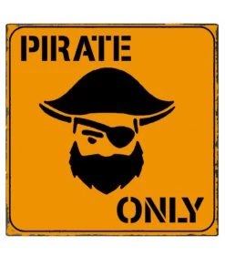 Plaque Décorative Murale Métal Pirate Only - 25x25cm