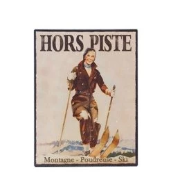 Plaque Décorative Murale Ski En Métal Décoration Chalet - Hors Piste