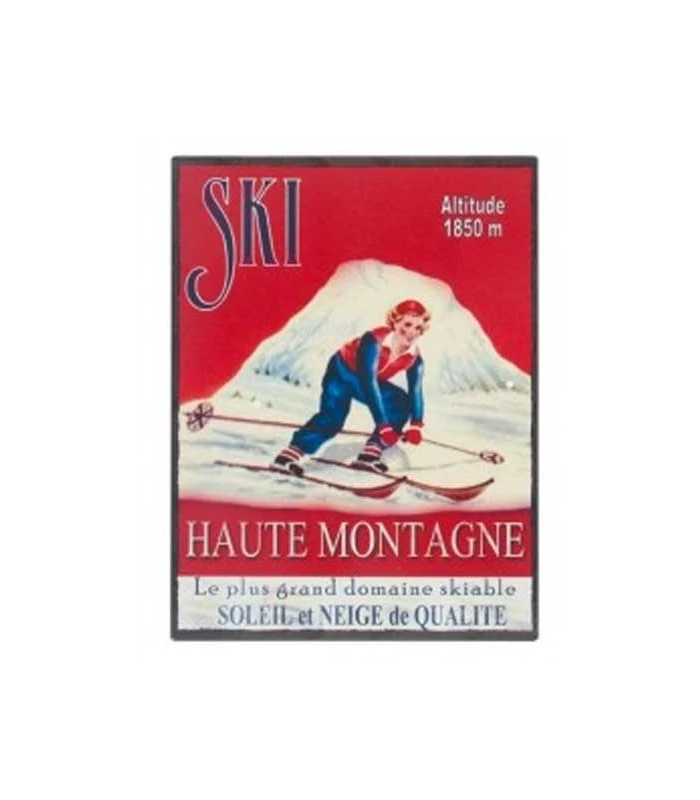 Plaque Décorative Murale Ski En Métal Décoration Chalet - Ski Haute Montagne