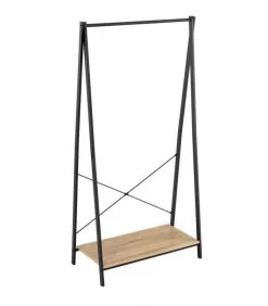 Portant Vêtements Bois Et Métal Noir 1 Étagère