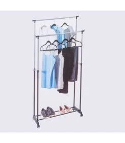 Portant Vêtements Double Extensible En Hauteur - 80x43x160cm -Produits Menagers Boutique portant vetements double extensible en hauteur 80x43x160cm 2