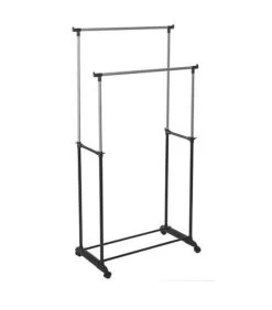 Portant Vêtements Double Extensible En Hauteur - 80x43x160cm