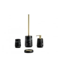 Porte Brosse à Dents En Polyrésine Noire Effet Marbre -Produits Menagers Boutique porte brosse a dents en polyresine noire effet marbre 2