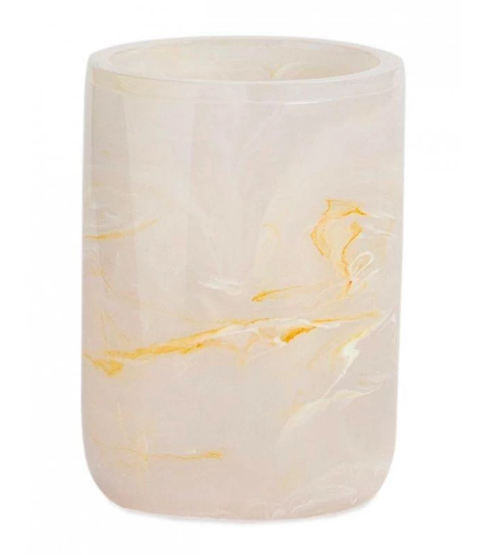 Porte Brosse à Dents Polyrésine Effet Nacre - 8x8x11cm 3 Porte Brosse à Dents Polyrésine Effet Nacre - 8x8x11cm