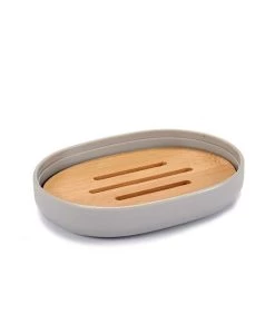 Porte Savon Gris Et Bambou