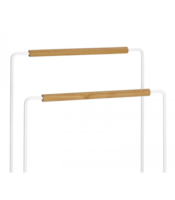 Porte Serviette Sur Pied En Métal Blanc Et Bois 4 Porte Serviette Sur Pied En Métal Blanc Et Bois – Image 2