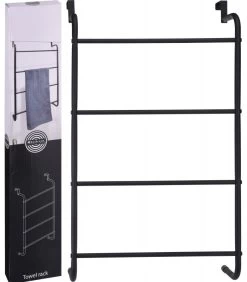Porte-Serviettes De Porte En Métal Noir 4 Barres -Produits Menagers Boutique porte serviettes de porte en metal noir 4 barres 1