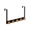 Portemanteau De Porte En Métal Noir Et 5 Crochets En Bambou -Produits Menagers Boutique portemanteau de porte en metal noir et 5 crochets en bambou