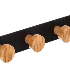 Portemanteau De Porte En Métal Noir Et Bambou - 33.3x8.2x20cm -Produits Menagers Boutique portemanteau de porte en metal noir et bambou 333x82x20cm 2