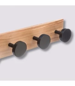 Portemanteau Mural 4 Accroches Bois Et Noir - 40x6.5x8cm -Produits Menagers Boutique portemanteau mural 4 accroches bois et noir 40x65x8cm 2