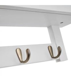 Portemanteau Mural Blanc 3 Crochets Avec étagère - 48.5x12x18cm -Produits Menagers Boutique portemanteau mural blanc 3 crochets avec etagere 485x12x18cm 3