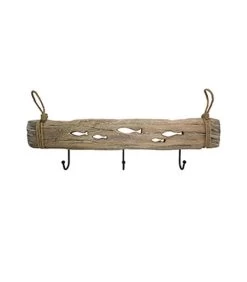 Portemanteau Mural Bois 3 Crochets Poissons