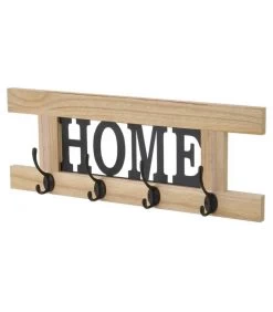 Portemanteau Mural Bois Et Métal Noir Home