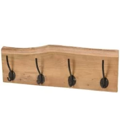 Portemanteau Mural En Teck 4 Crochets 50x6x13cm