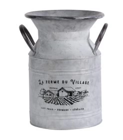 Pot à Lait Métal Effet Zinc Esprit Cottage Décoratif