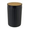 Poubelle De Salle De Bain En Plastique Noir Et Bambou - 5L -Produits Menagers Boutique poubelle de salle de bain en plastique noir et bambou 5l