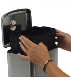 Poubelle De Salle De Bain Rectangulaire Acier Inoxydable - 6L -Produits Menagers Boutique poubelle de salle de bain rectangulaire acier inoxydable 6l 2