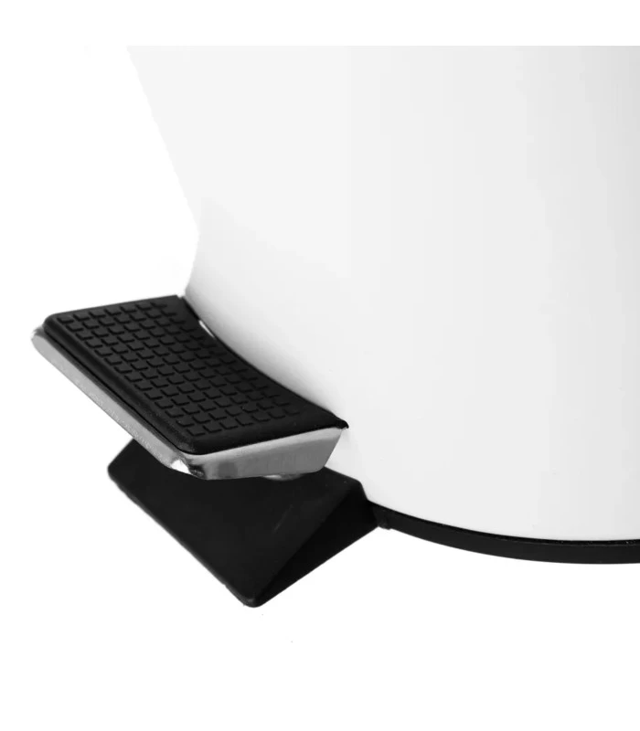 Poubelle De Salle De Bain Ronde à Pédale En Métal Blanc 5L 4 Poubelle De Salle De Bain Ronde à Pédale En Métal Blanc 5L – Image 2