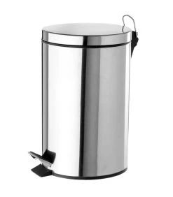 Poubelle De Salle De Bain Ronde à Pédale En Métal Chromé 3L