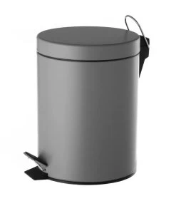 Poubelle De Salle De Bain Ronde à Pédale En Métal Gris 5L