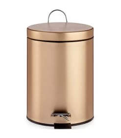 Poubelle Ronde à Pédale En Métal Doré - 3L