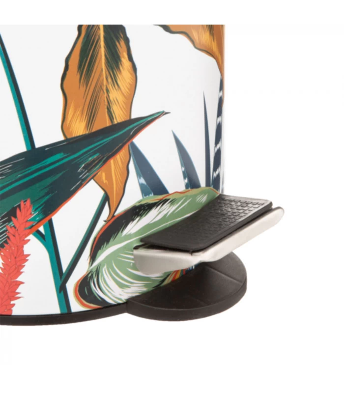 Poubelle Salle De Bain Métal Couvercle Bambou Feuillage Exotique - 3L 4 Poubelle Salle De Bain Métal Couvercle Bambou Feuillage Exotique - 3L – Image 2