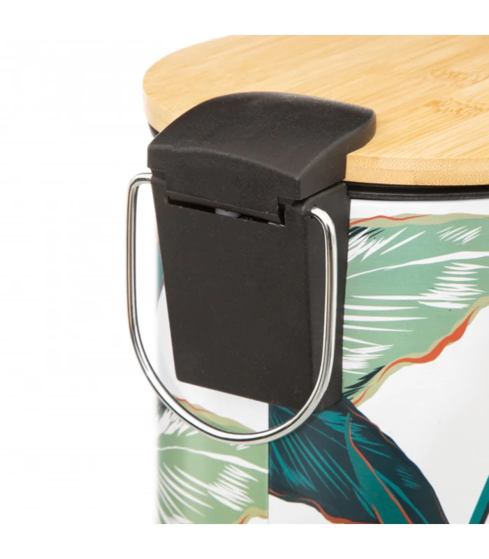 Poubelle Salle De Bain Métal Couvercle Bambou Feuillage Exotique - 3L 5 Poubelle Salle De Bain Métal Couvercle Bambou Feuillage Exotique - 3L – Image 3